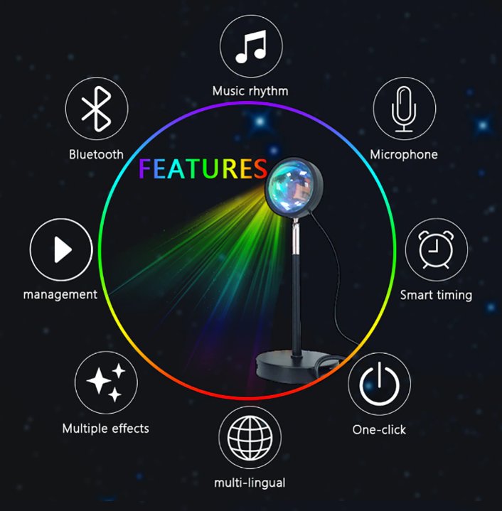 LED Sunset Projector Lamp w/ App & Remote Control