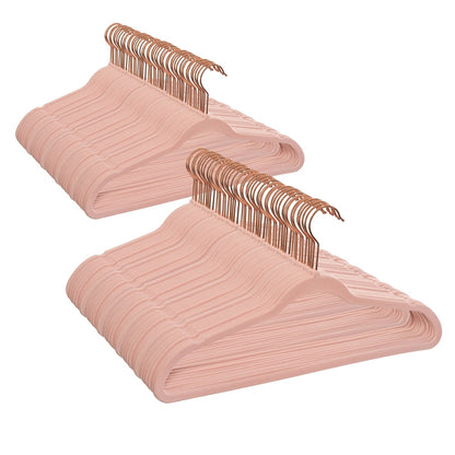 Black, Beige, and Pink Non-Slip Velvet Clothing Hangers, 100 Pack