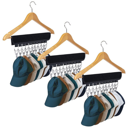 Foldable Hat Hanger with Stainless Steel Clips